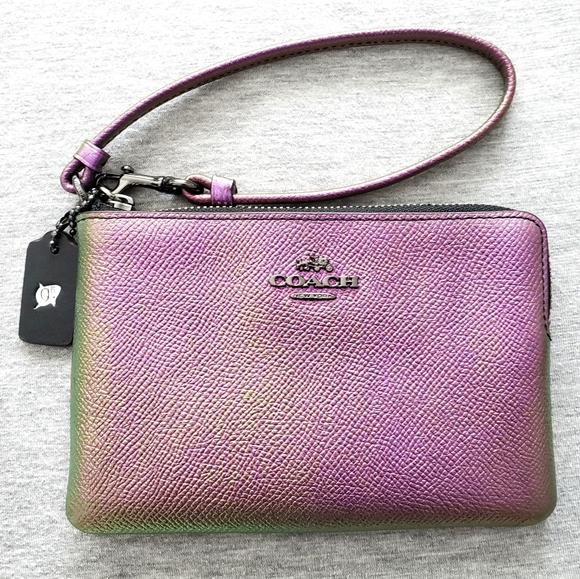 Coach Handbags - 🆕 Coach Iridescent Leather Corner Zip Wristlet